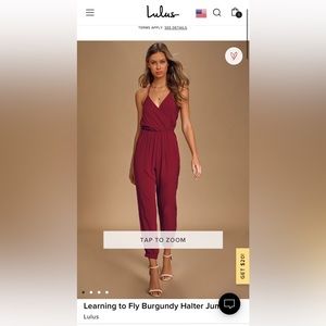 Lulus red, halter jumpsuit